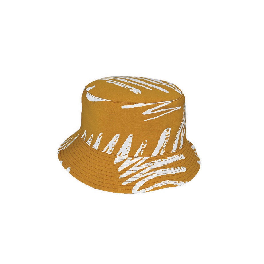 Conway Cotton Print Reversible Bucket Hat in Mustard | Buster McGee