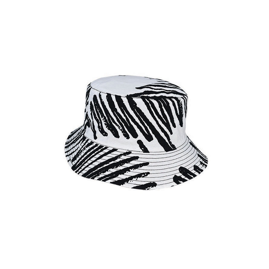 Conway Cotton Print Reversible Bucket Hat in White | Buster McGee