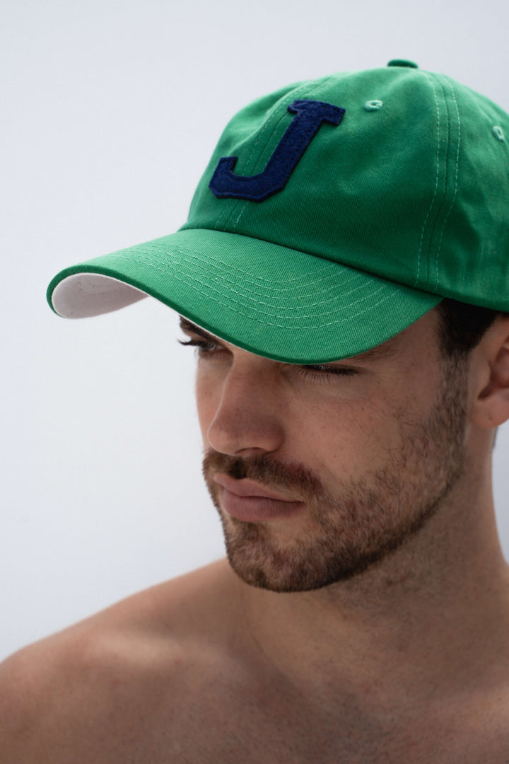 College Letter Cotton Cap in Green | Buster McGee Daylesford