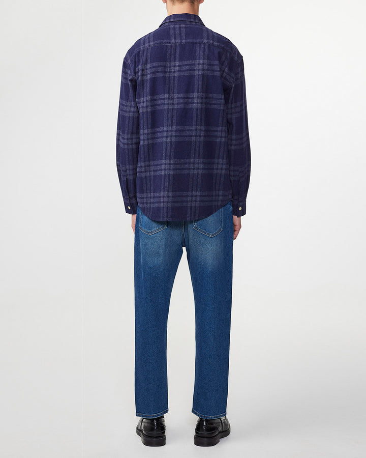 NN07 - Deon 5465 Cotton Flannel Shirt in Navy Check | Buster McGee