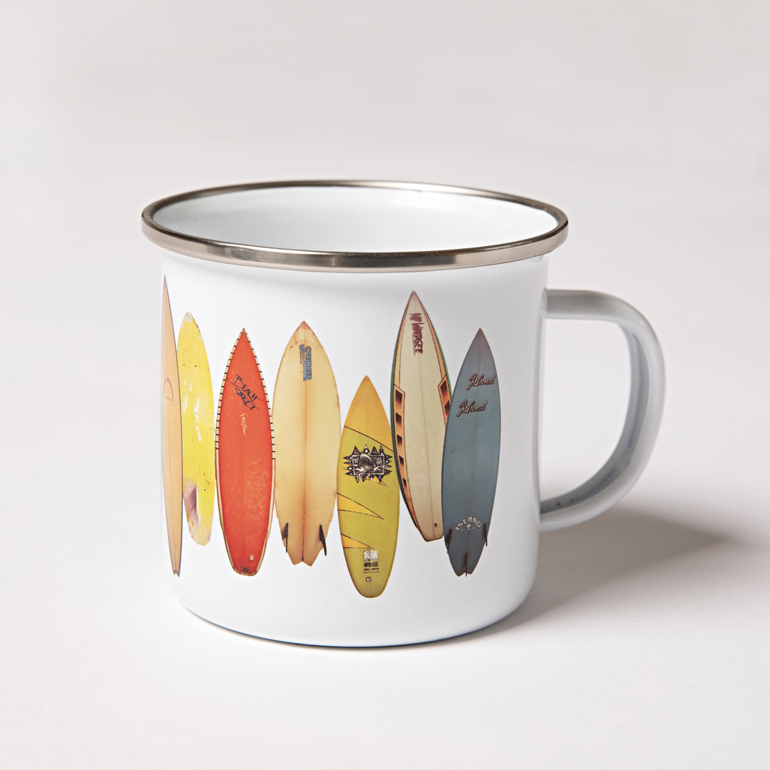 Sporting nation Vintage Surf Boards Enamel Mug | Buster McGee