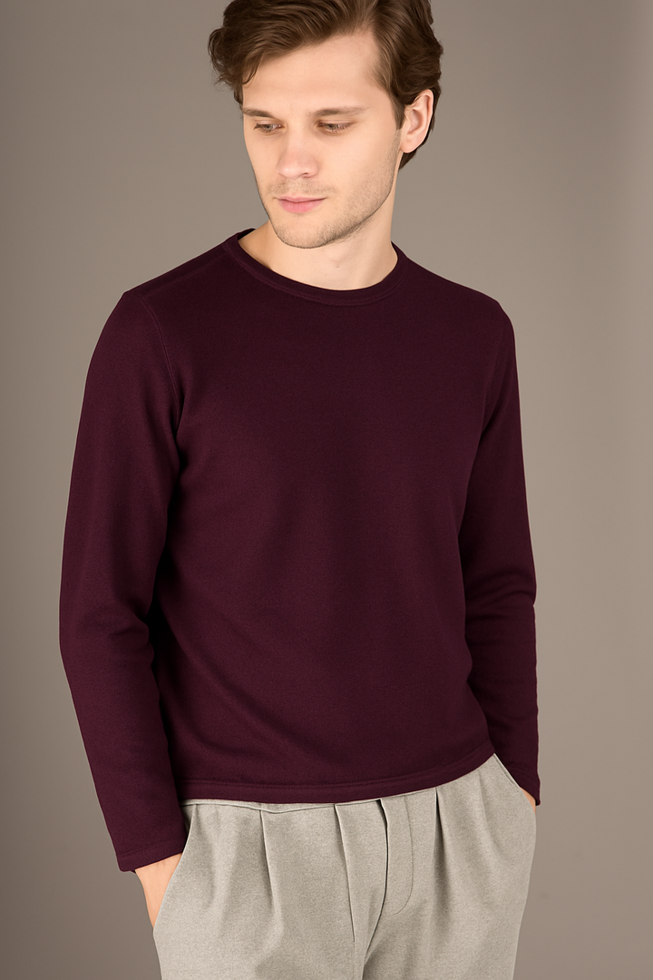 Crossley EMIT Crewneck Sweater with Neck Detail in Plum | Buster McGee