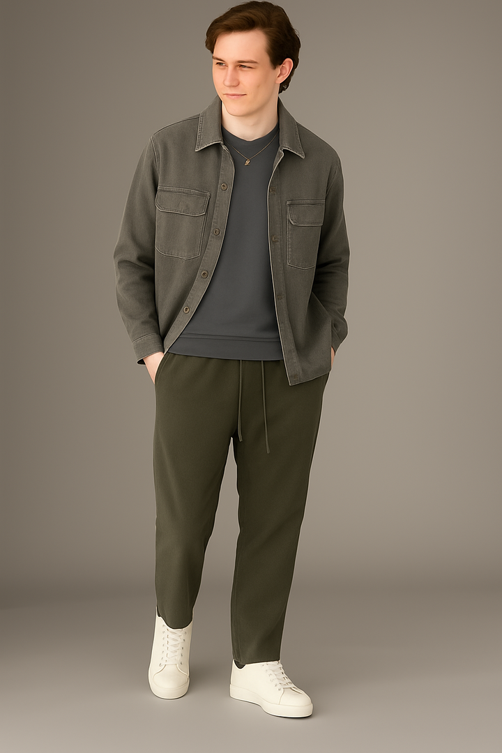 Crossley FOLSEN Overshirt with Pockets in Raisin Stone Wash