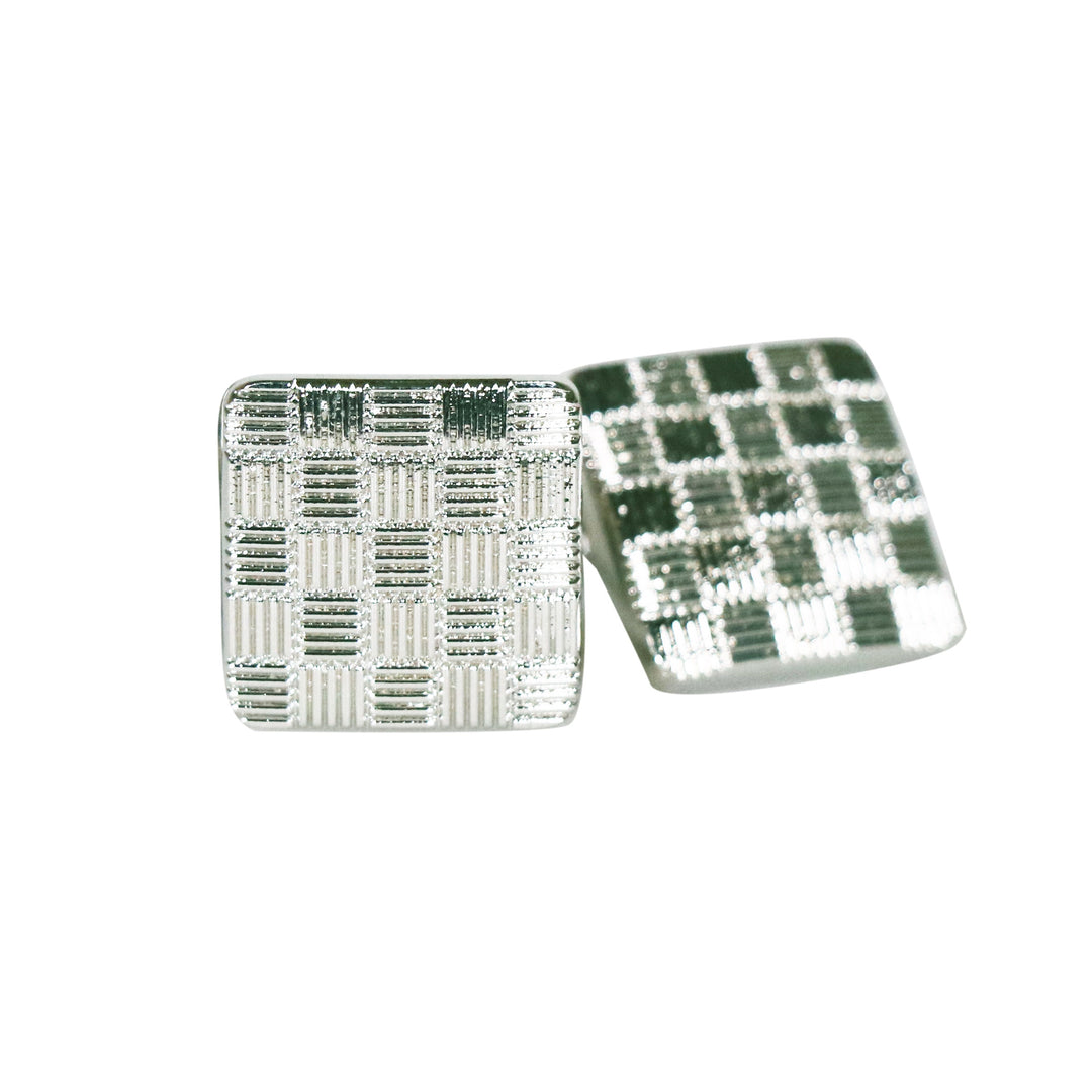 Fellini Patterned Square Silver Cufflinks | Buster McGee