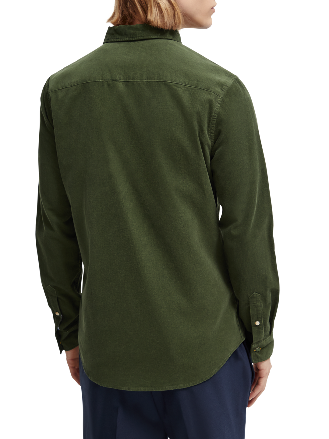 Fine Corduroy Slim Fit Shirt in Field Green | Buster McGee