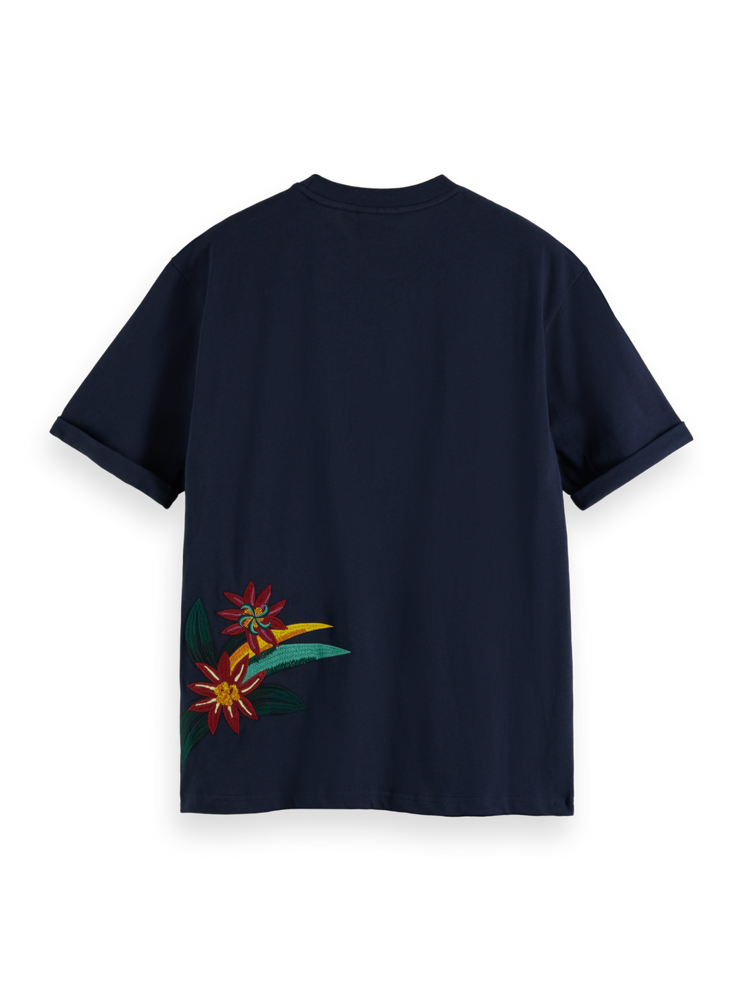 Organic Cotton Floral Embroidered Tee in Night | Buster McGee 