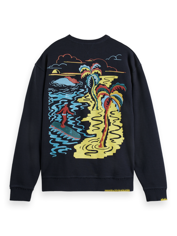 Front and Back Artwork Crewneck Sweatshirt in Navy | Buster McGee