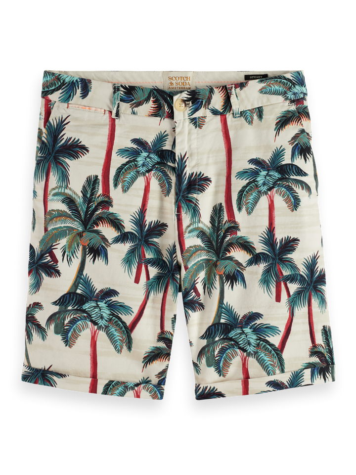 Stuart Printed Pima Cotton Shorts in Palm Tree Print | Buster McGee