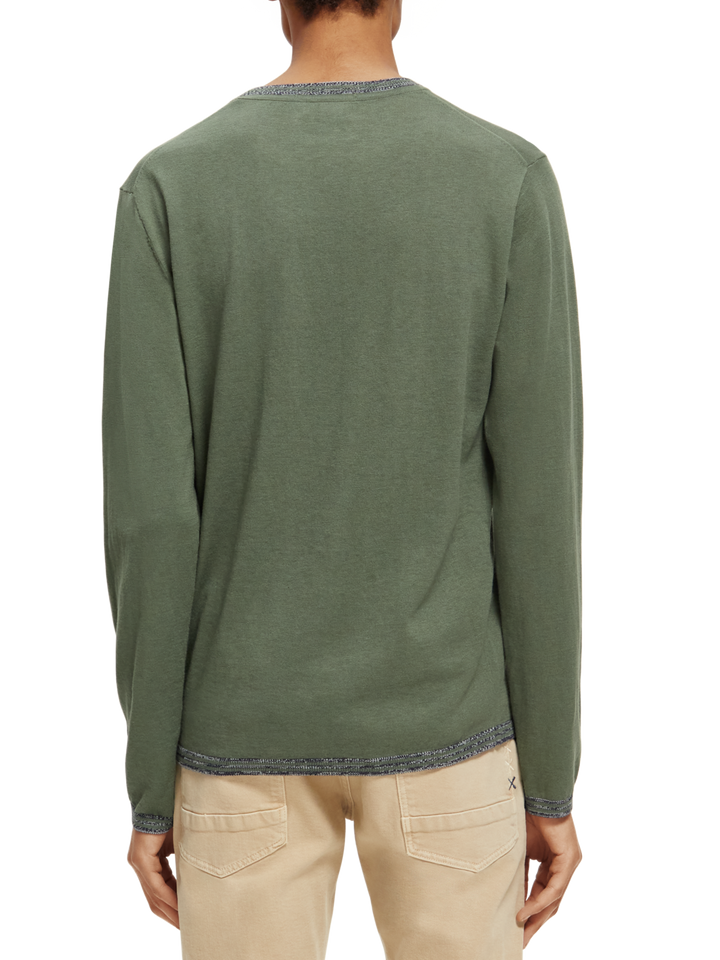 Cotton Wool-Blend Lightweight Pullover in Army | Buster McGee