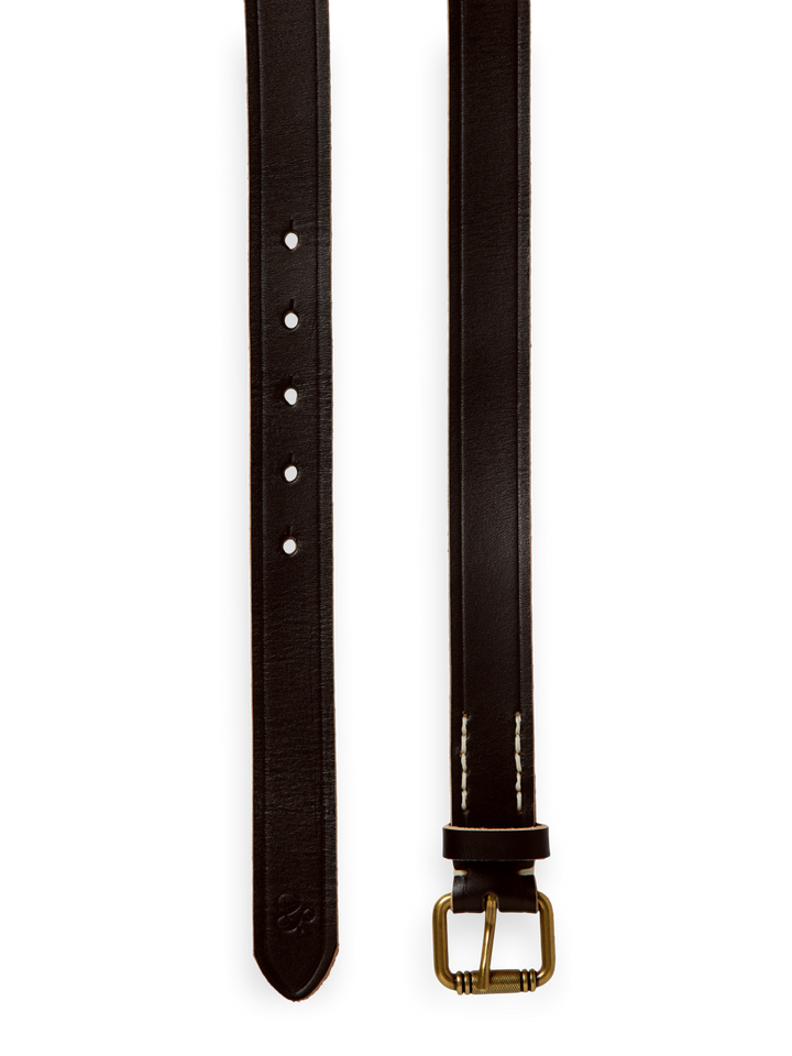 Leather Belt with Raw Edge in Black | Buster McGee