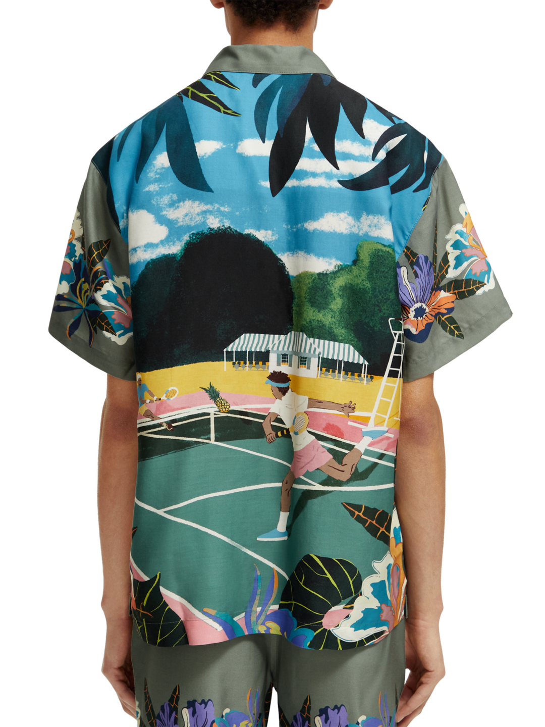 Short Sleeve Placement Printed Shirt with Tennis Print | Buster McGee