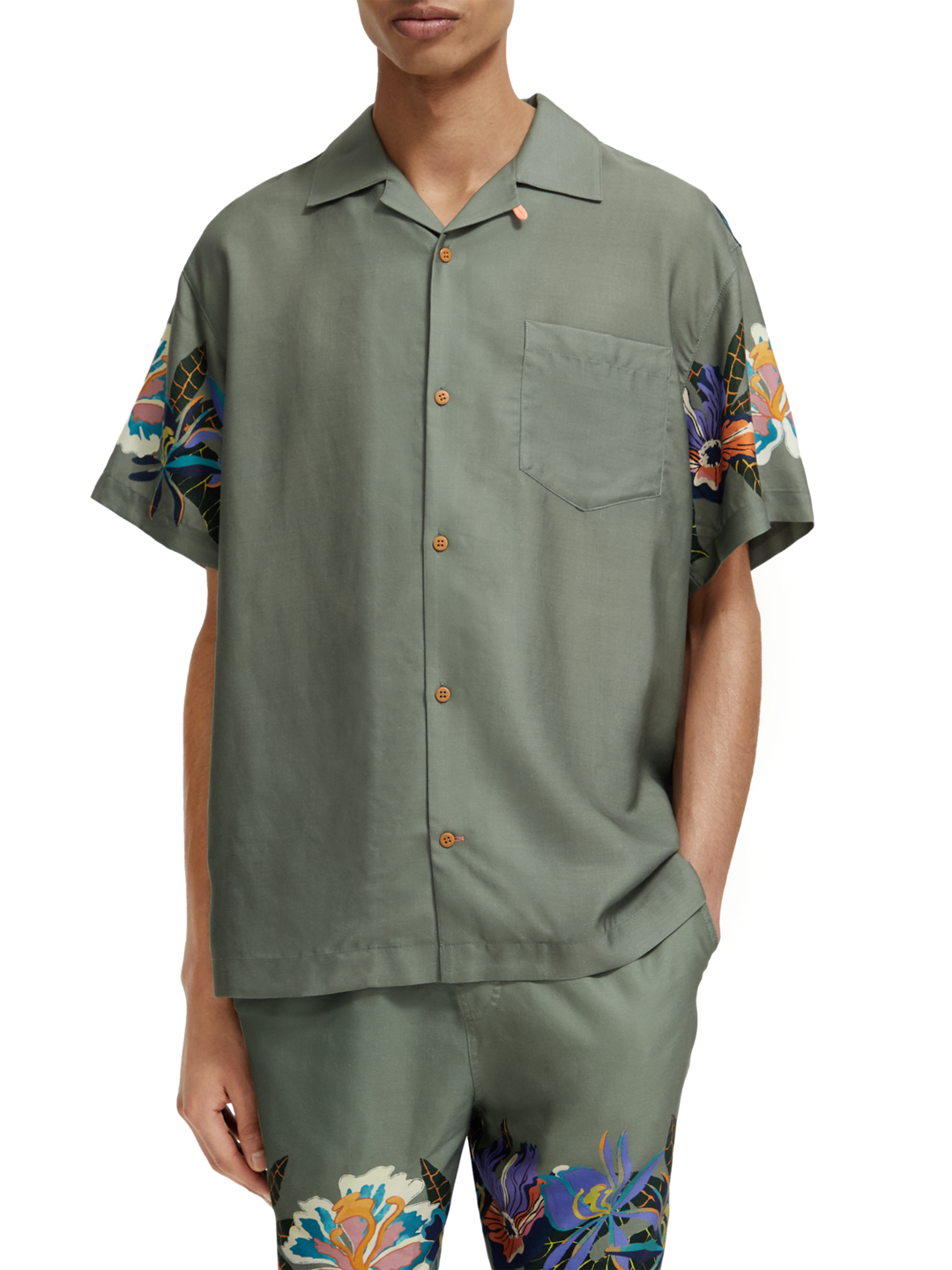 Short Sleeve Placement Printed Shirt with Tennis Print | Buster McGee