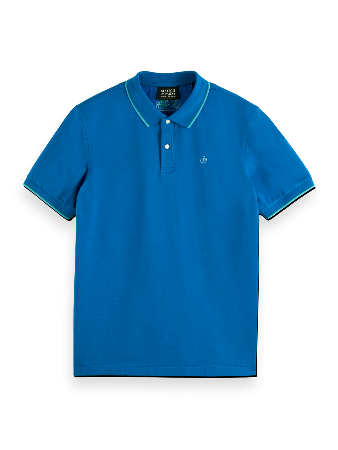 Classic Polo with Tipping in Riviera Blue | Buster McGee Daylesford