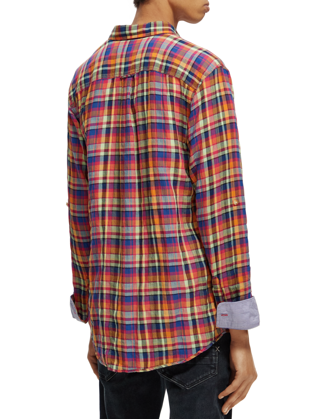 Lightweight Seersucker Shirt in Red Multi Check | Buster McGee 