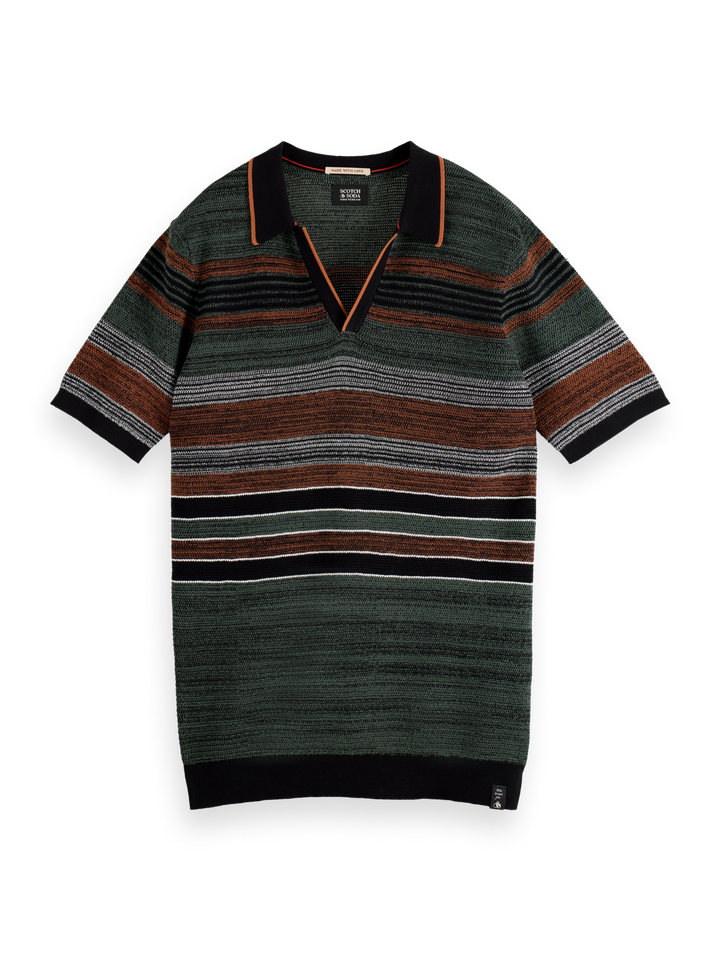 Structure Knitted Striped Polo in Multi-Stripe | Buster McGee