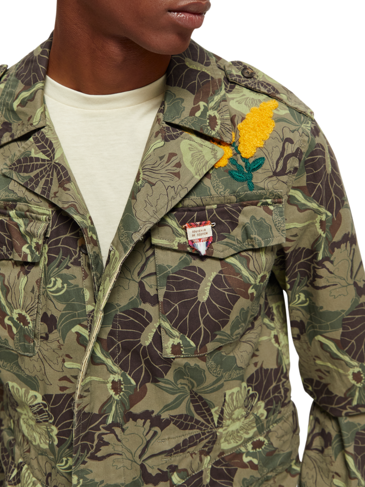 Printed Field Jacket in Army Flower Print | Buster McGee Daylesford