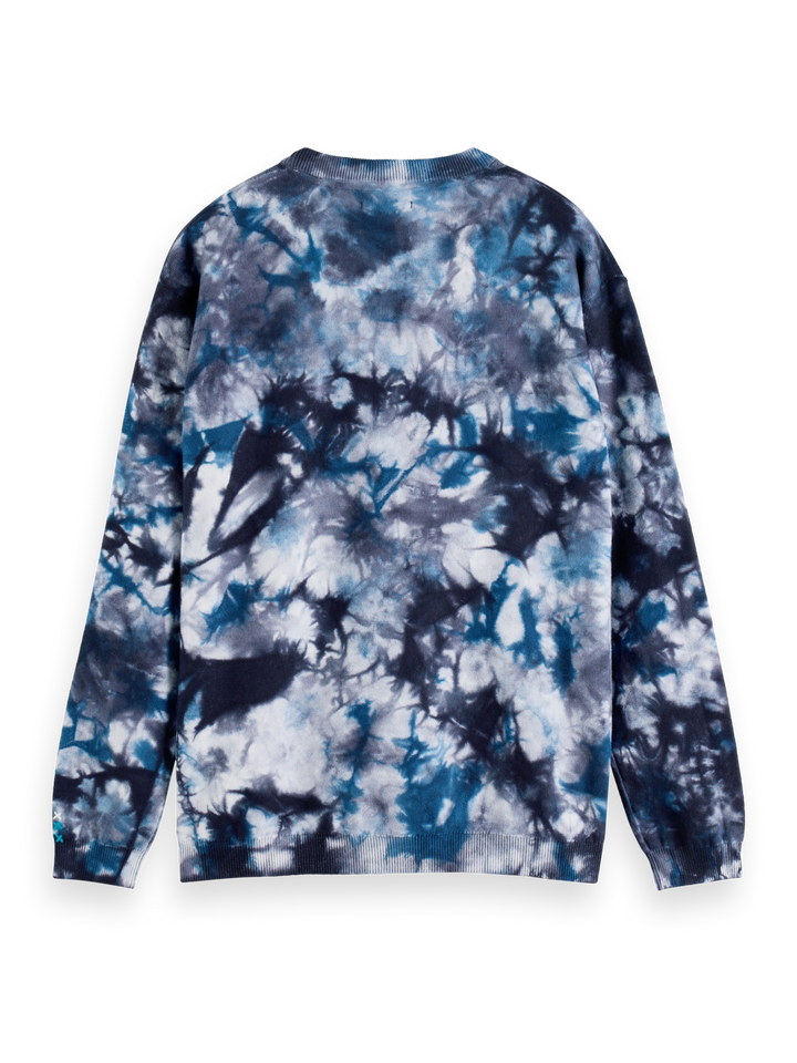 Tie Dyed Cotton Crewneck Pullover in Sea Blue | Buster McGee 