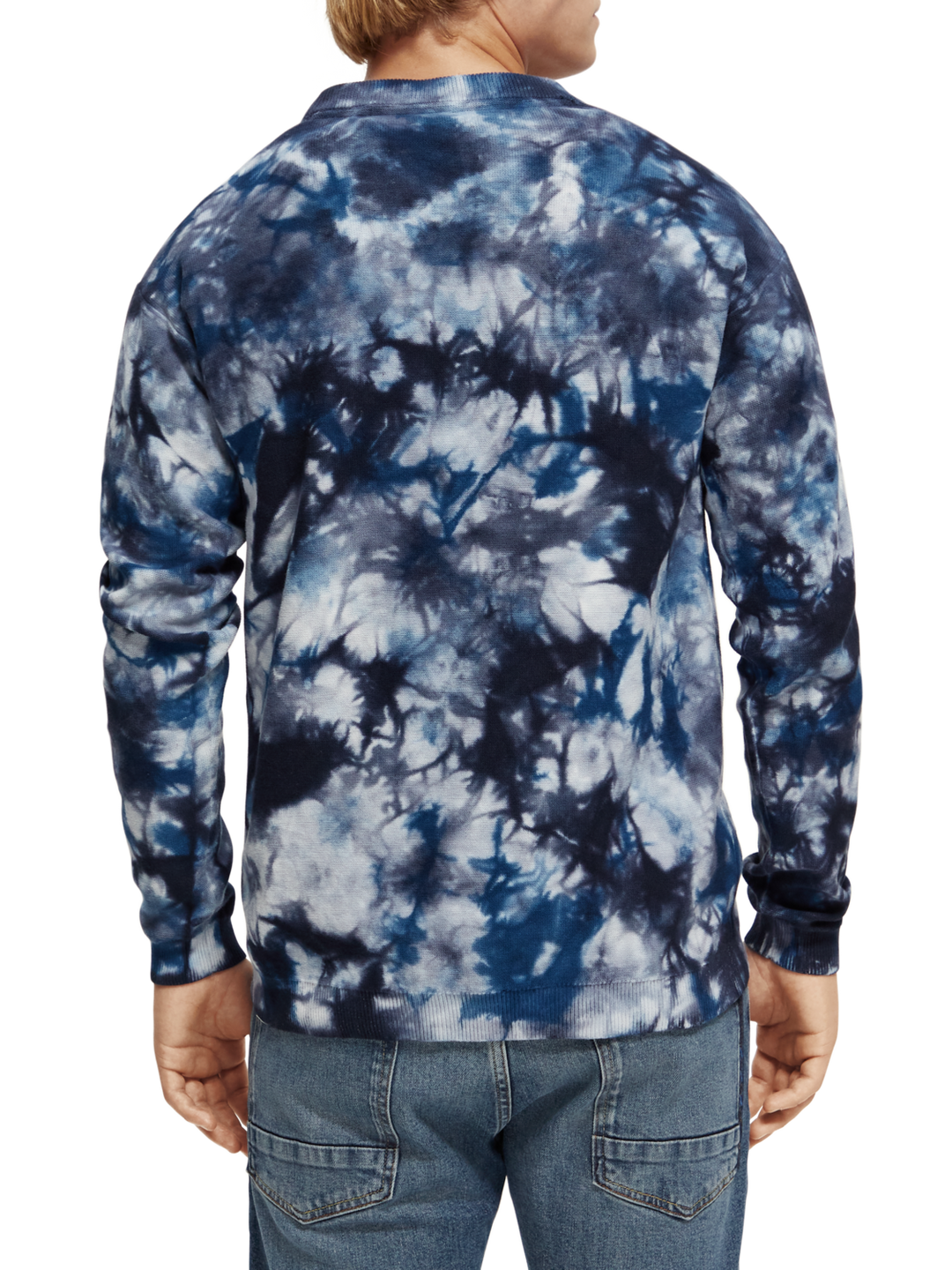 Tie Dyed Cotton Crewneck Pullover in Sea Blue | Buster McGee 