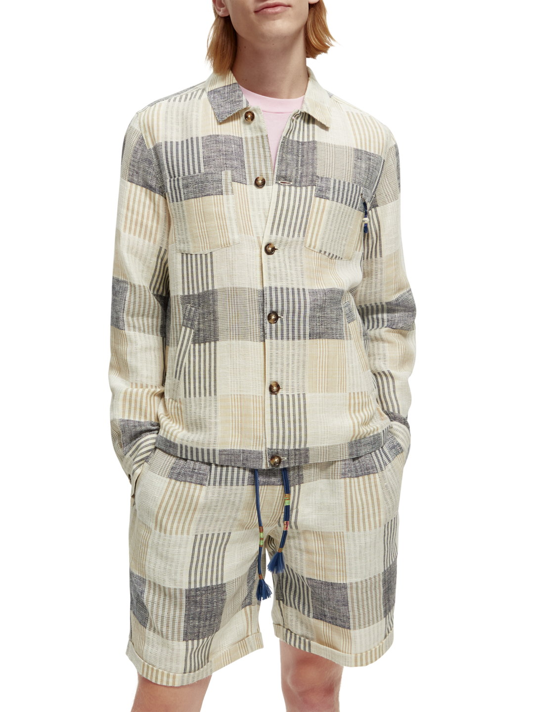 Jacquard Check Overshirt in Blue Check | Buster McGee Daylesford