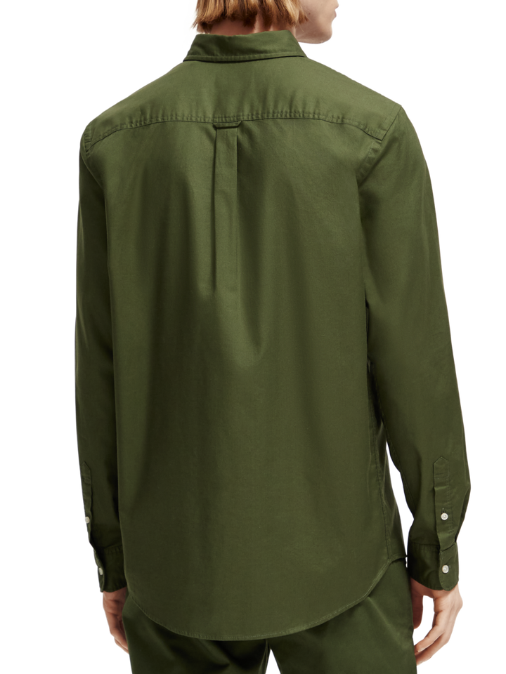 Regular Fit Organic Cotton Oxford Shirt in Field Green | Buster McGee