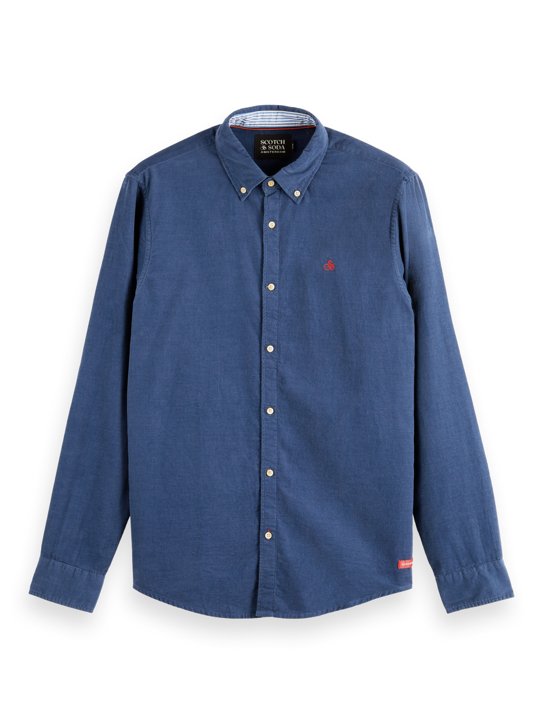 Fine Corduroy Slim Fit Shirt in Storm Blue | Buster McGee