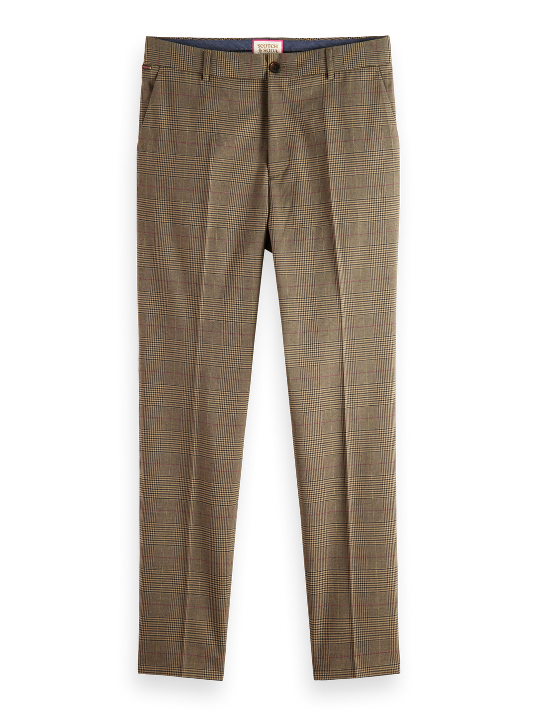 Slim Tapered Fit Checked Chino in Taupe Check | Buster McGee