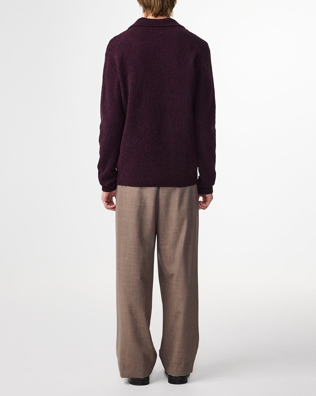 NN07 Hope 6683 LS Boucle Knit Polo in Wine Red | Buster McGee