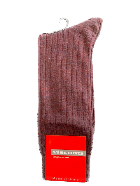Visconti Rib Wool-Blend Socks in Redwood