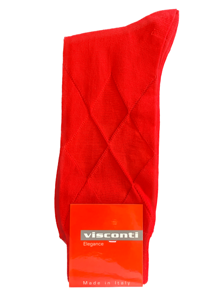 Visconti - Argyle Cotton Blend Socks in Red | Buster McGee