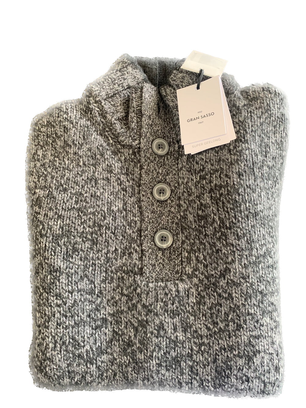 Gran Sasso - Lambswool Mock Neck in Grey Fleck | Buster McGee