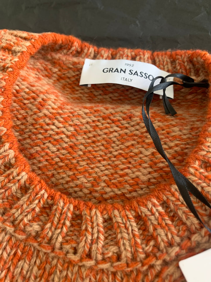 Gran Sasso -  Men's Crewneck Lambswool Sweater in Orange Fleck  | Buster McGee