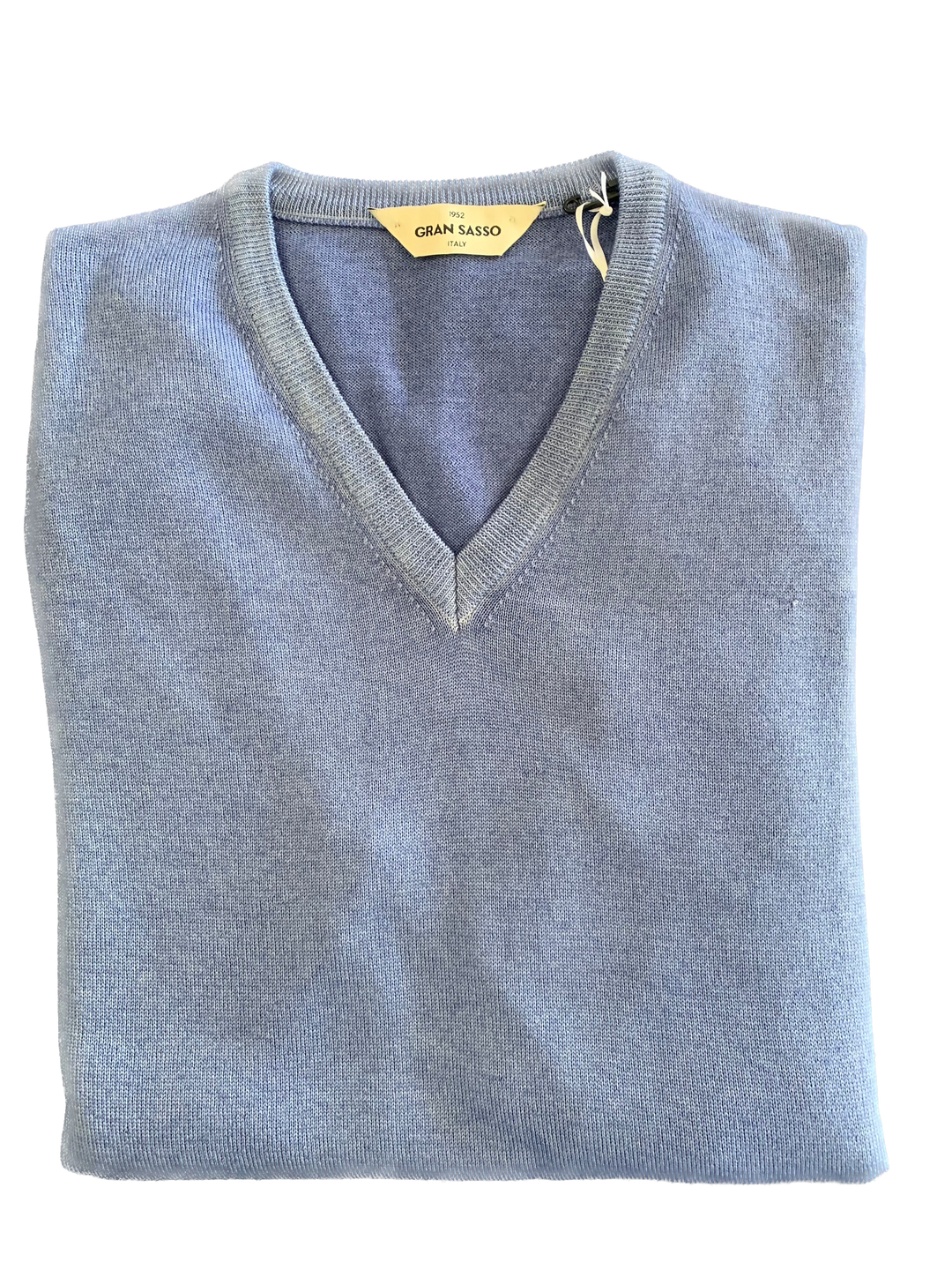 Gran Sasso - Men's Vintage Merino V-Neck Knit in Blue | Buster McGee