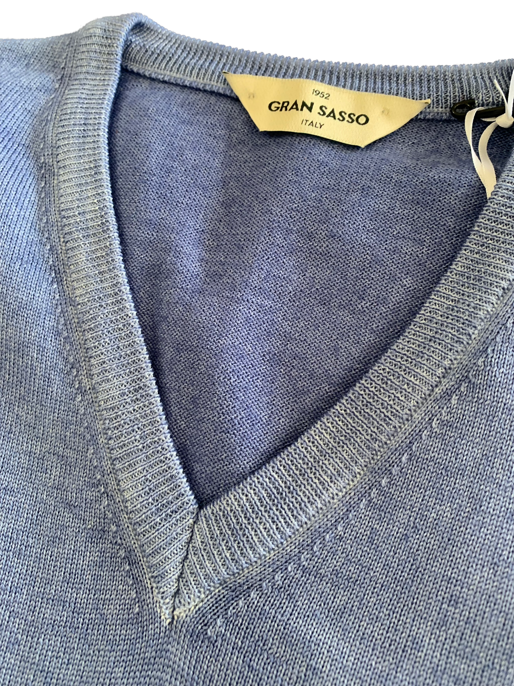 Gran Sasso - Men's Vintage Merino V-Neck Knit in Blue | Buster McGee