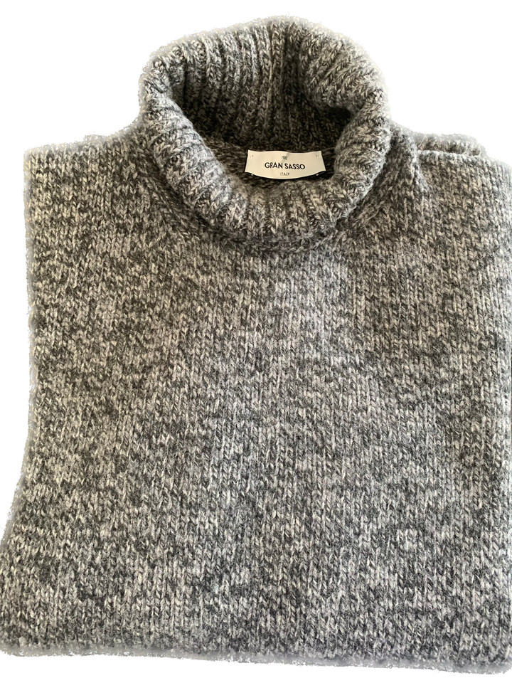 Gran Sasso - Turtleneck Lambswool Sweater in Grey Fleck | Buster McGee