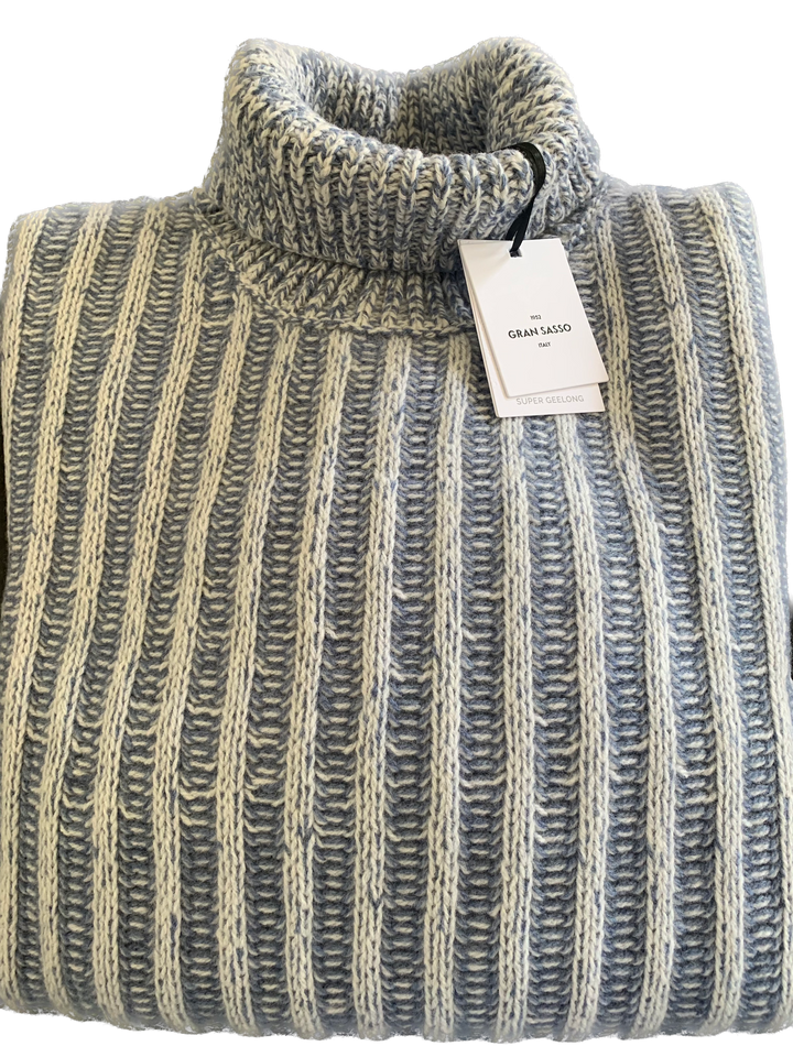Gran Sasso - Super Geelong Turtle Neck Knit in Blue | Buster McGee