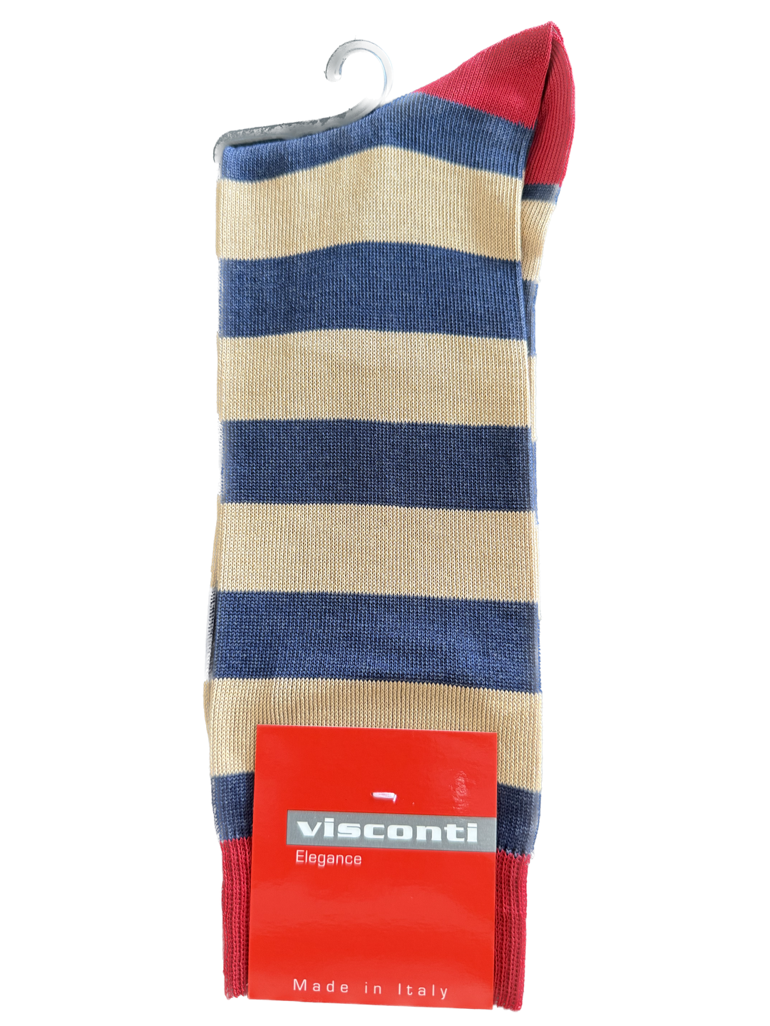 Visconti Block Stripe Cotton Blend Socks in Granato | Buster McGee