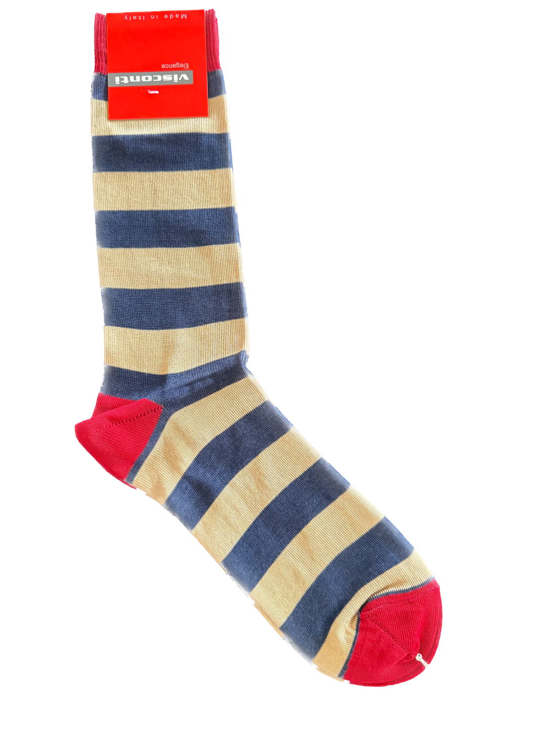 Visconti Block Stripe Cotton Blend Socks in Granato | Buster McGee