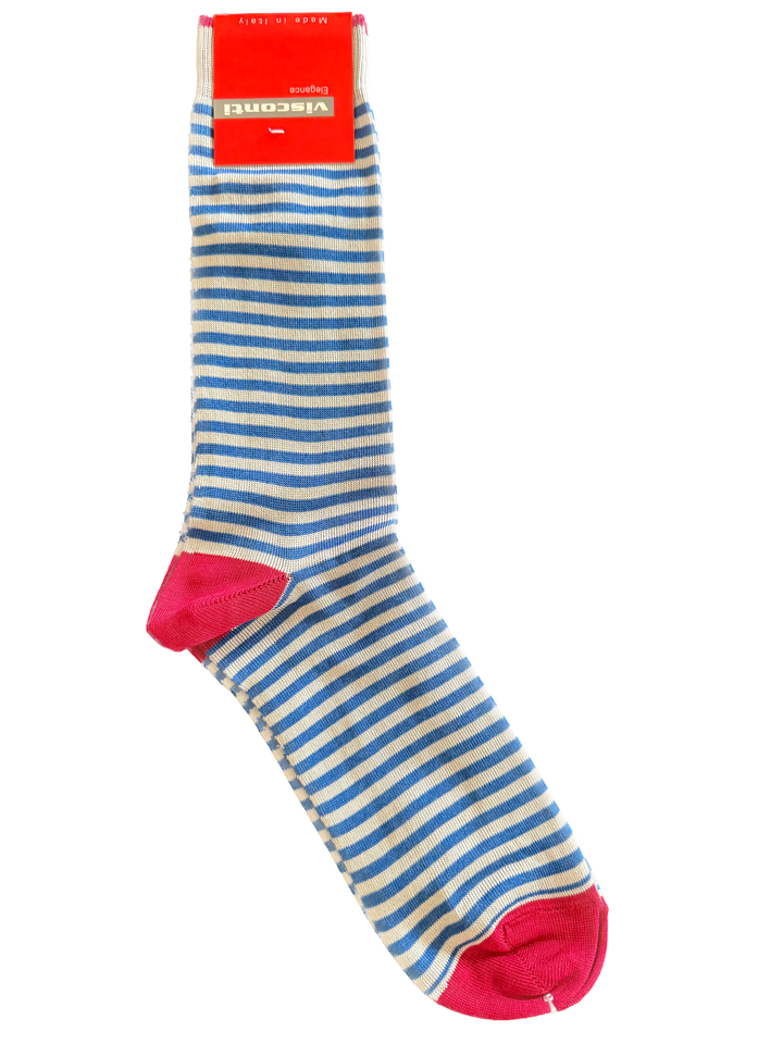 Visconti Mini Stripe Cotton Blend Socks in Granato | Buster McGee