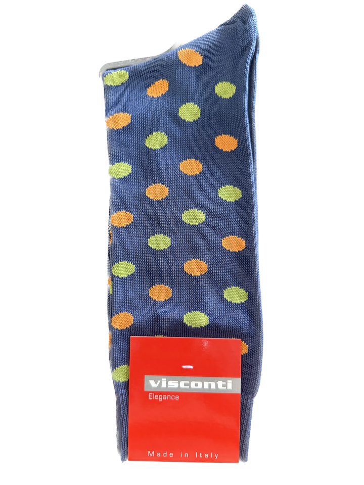 Visconti Spot Cotton Blend Socks in Navy | Buster McGee