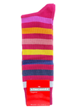 Visconti Block Stripe Cotton Blend Socks in Raspberry