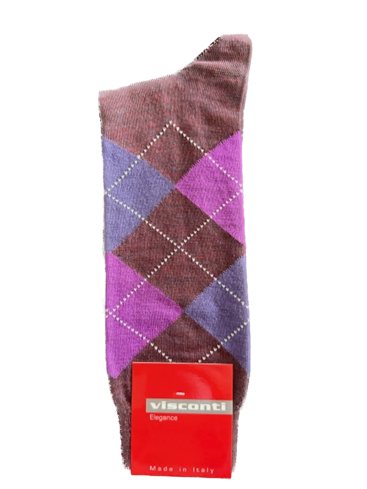 Visconti Argyle Wool Blend Socks in Prugna | Buster McGee