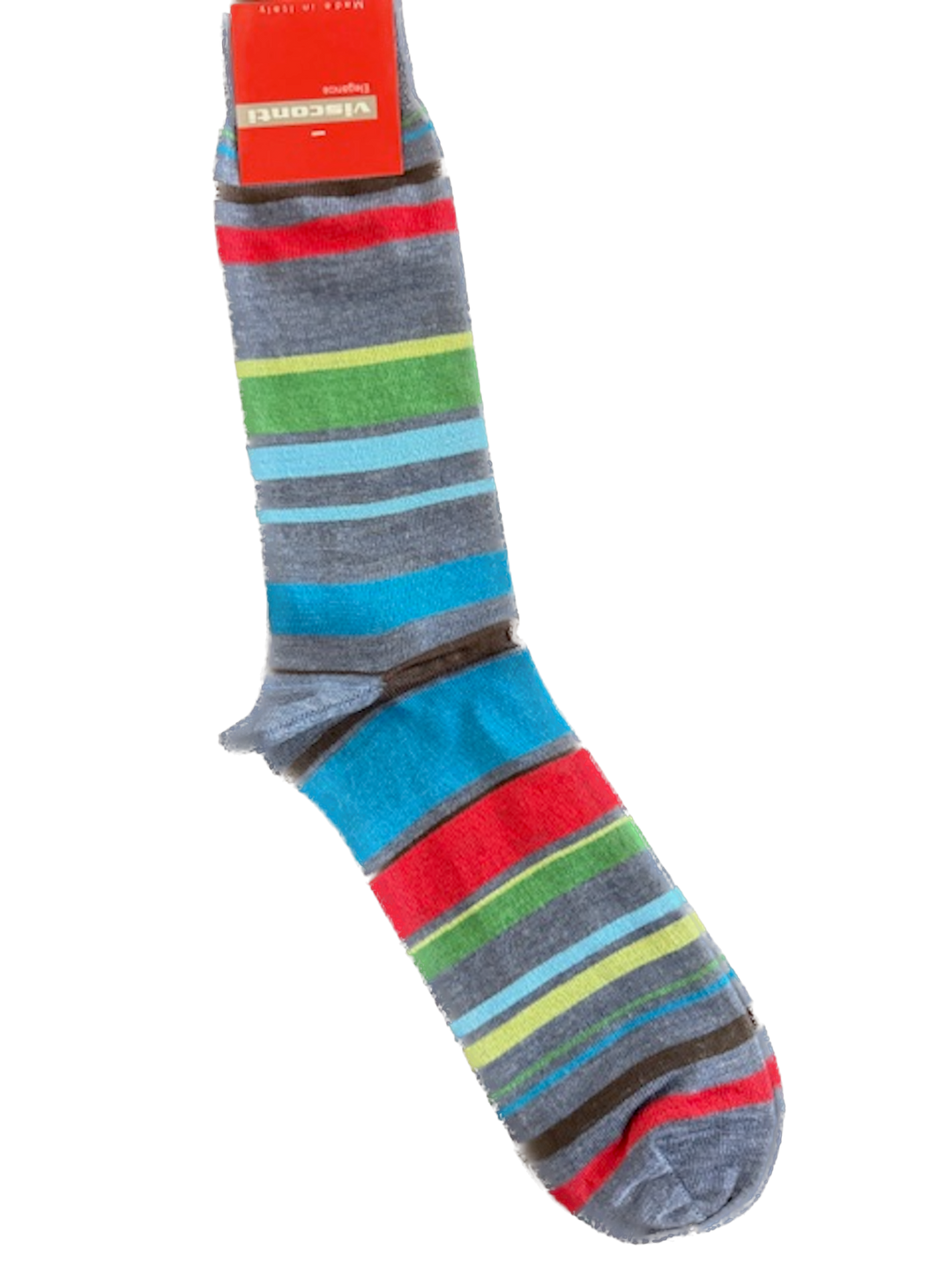 Visconti Striped Wool Blend Socks in Lago | Buster McGee