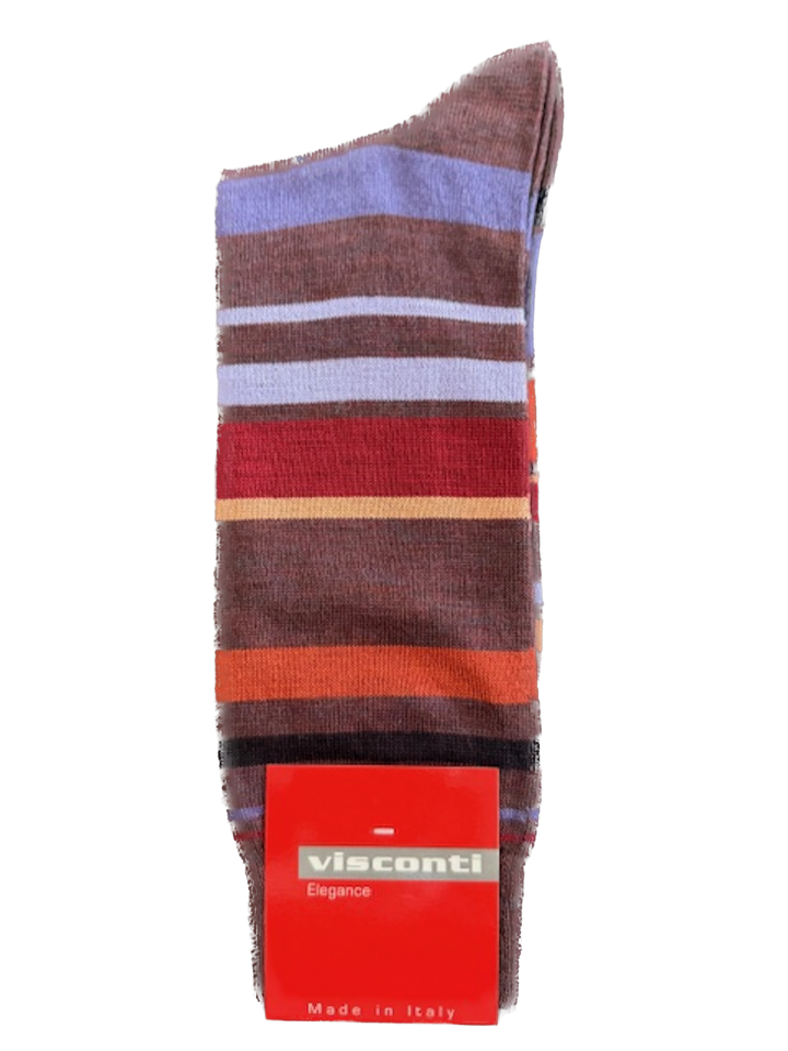 Visconti Striped Wool Blend Socks in Prugna | Buster McGee