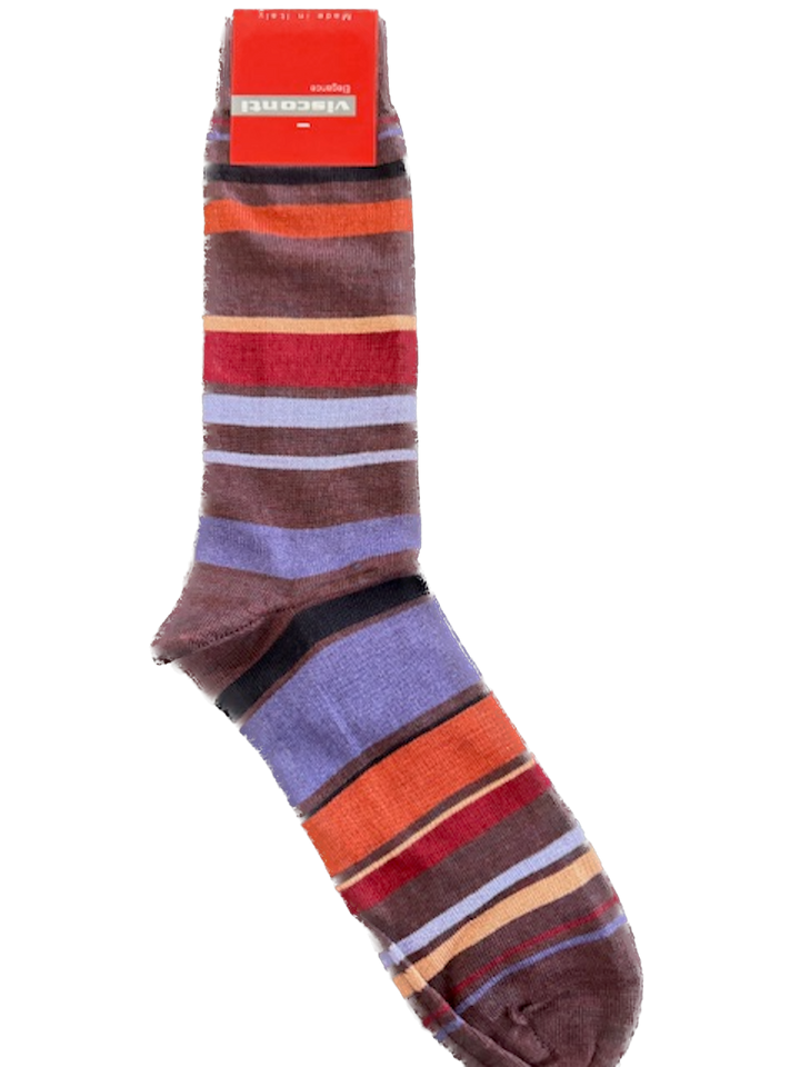 Visconti Striped Wool Blend Socks in Prugna | Buster McGee
