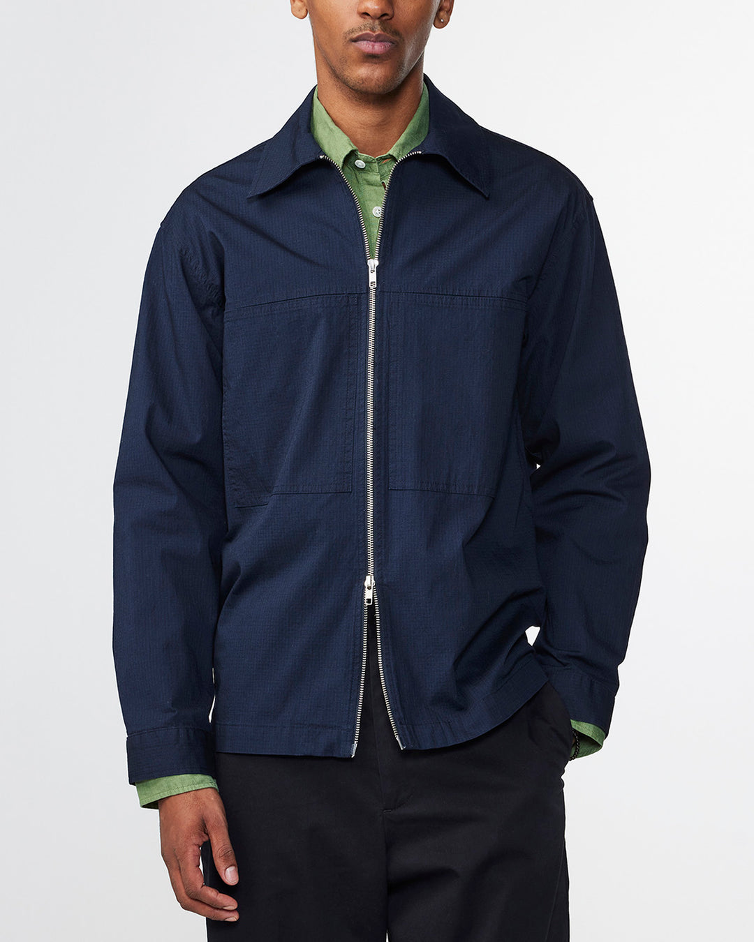 NN07 Isak 1449 Zip Overshirt in Navy Blue | Buster McGee