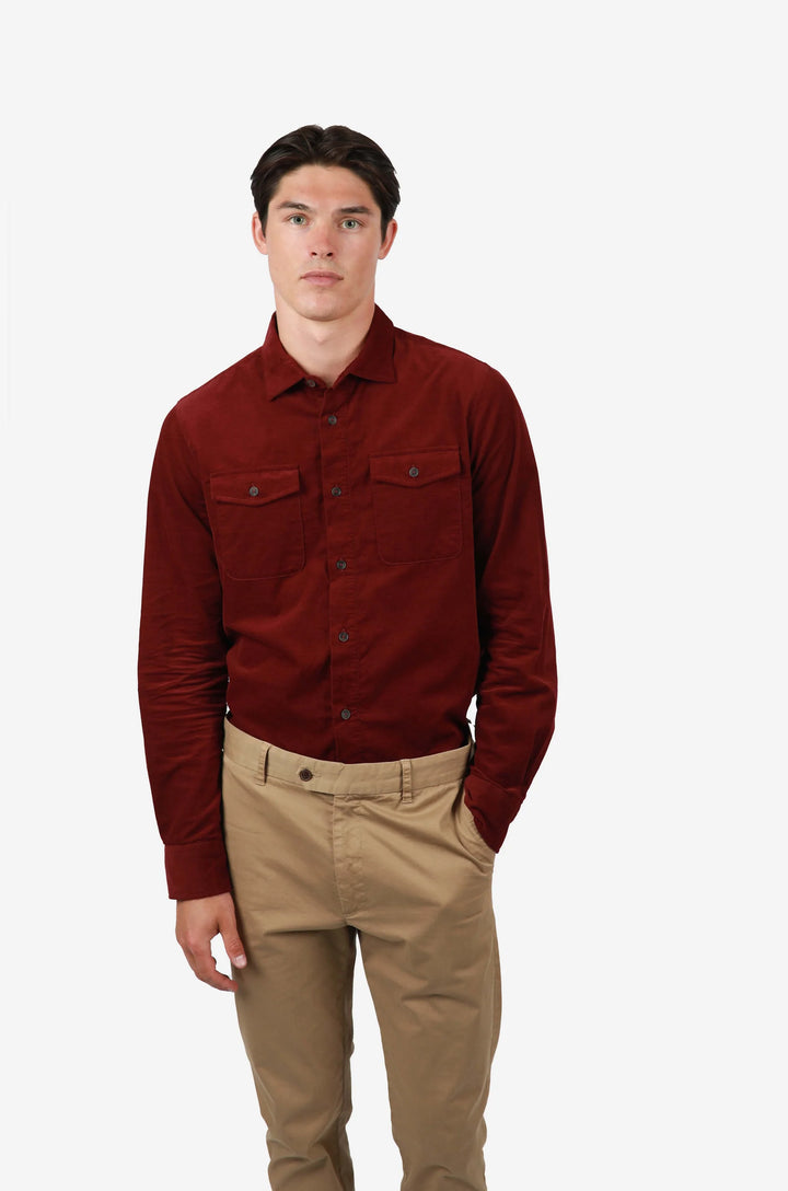 James Harper Corduroy Shirt in Burgundy | Buster McGee Daylesford