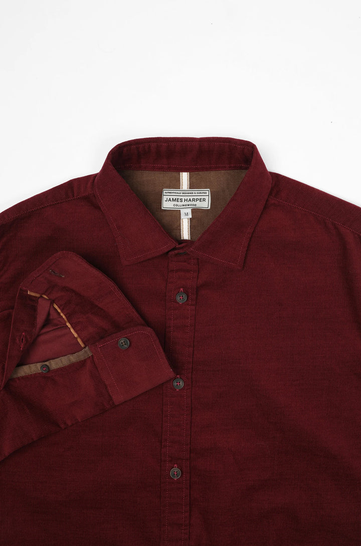 James Harper Corduroy Shirt in Burgundy | Buster McGee Daylesford