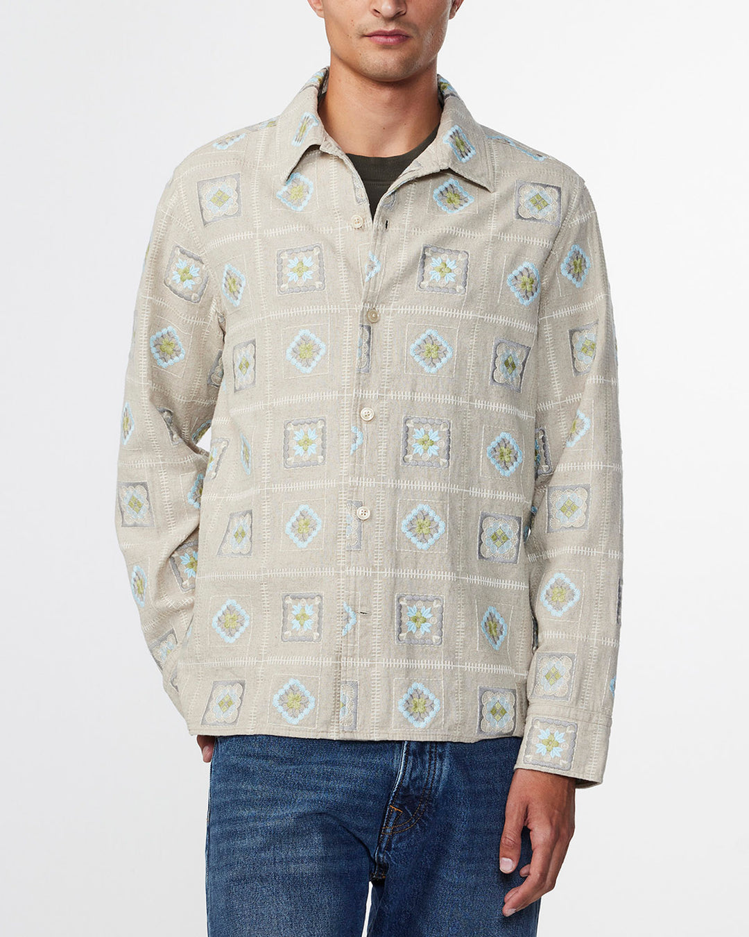 NN07 Julio 5398 LS NO PKT Overshirt in Oatmeal | Buster McGee