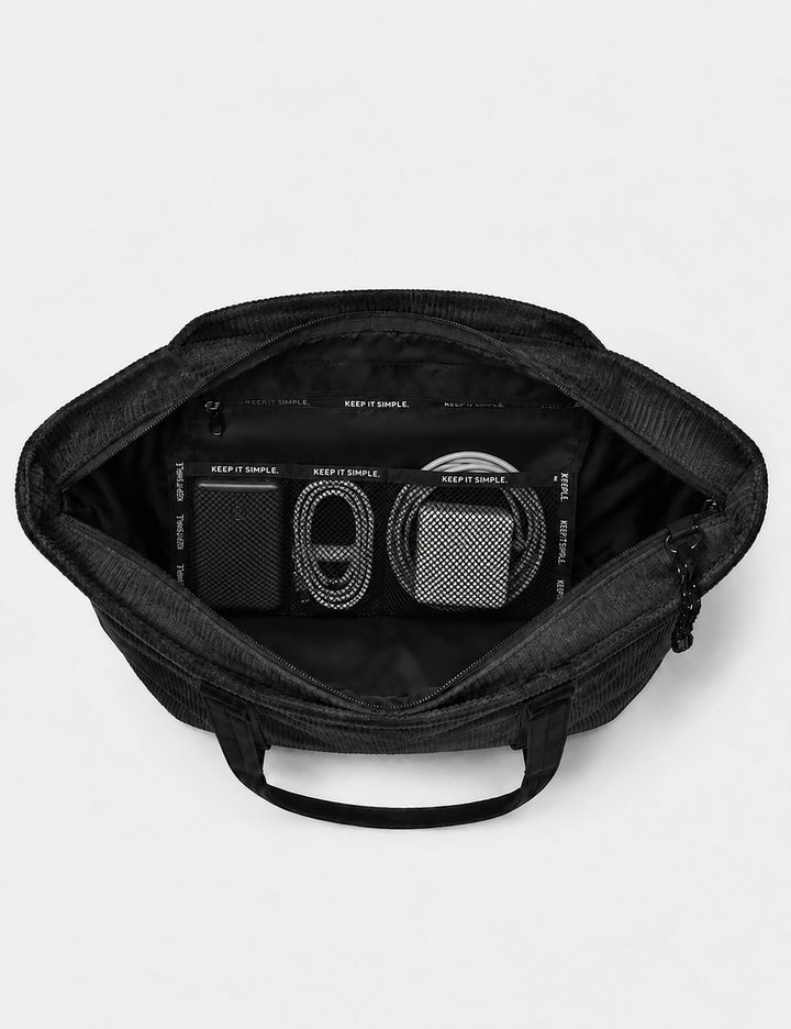Mr Simple Jasper Tote Large in Charcoal Corduroy