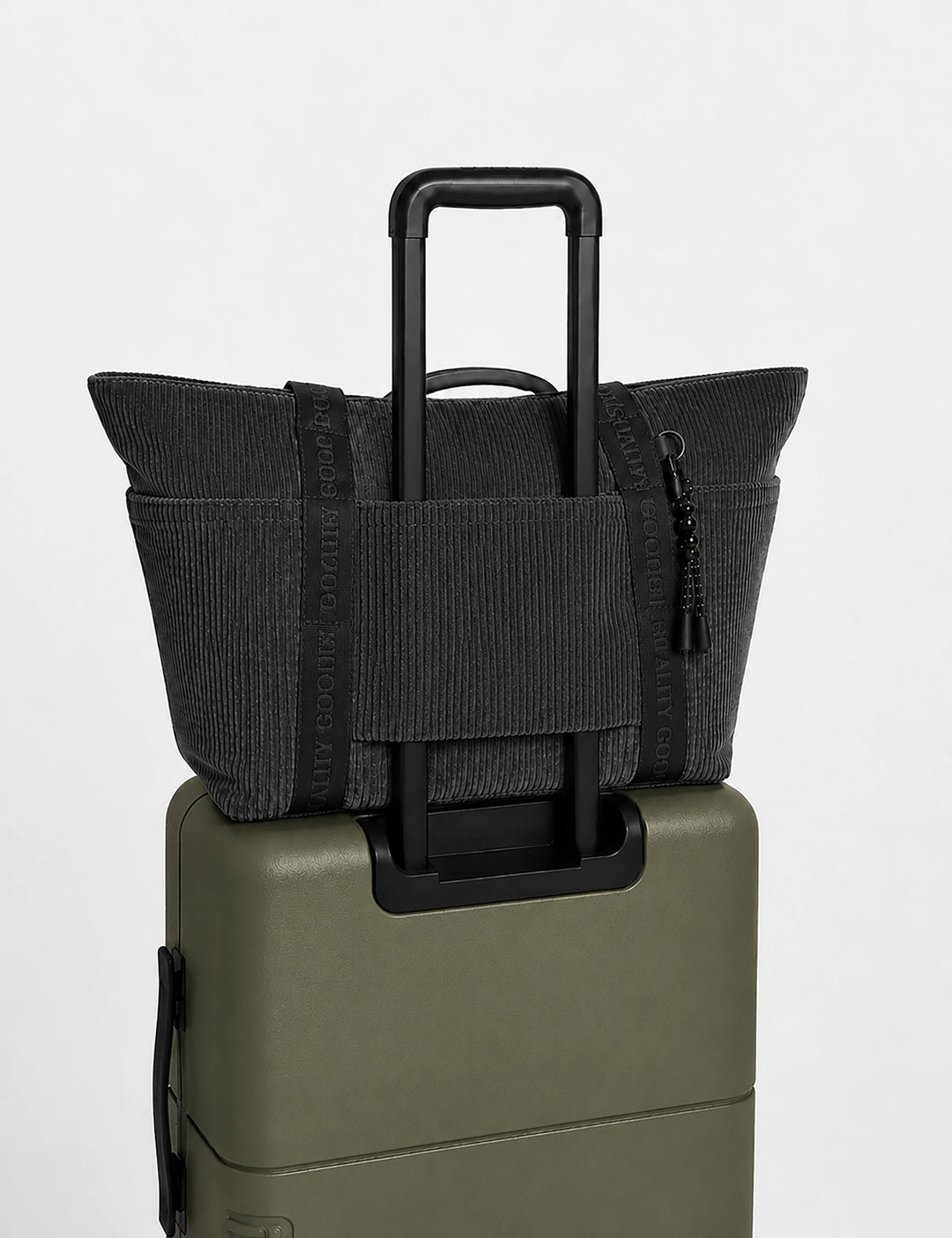 Mr Simple Jasper Tote Large in Charcoal Corduroy